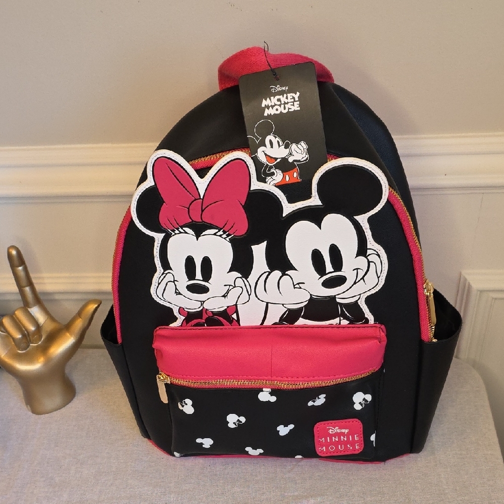 Disney Mickey and Minnie Kids Backpack - Black and Pink